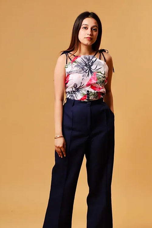Tropical Top with Blue formal pants