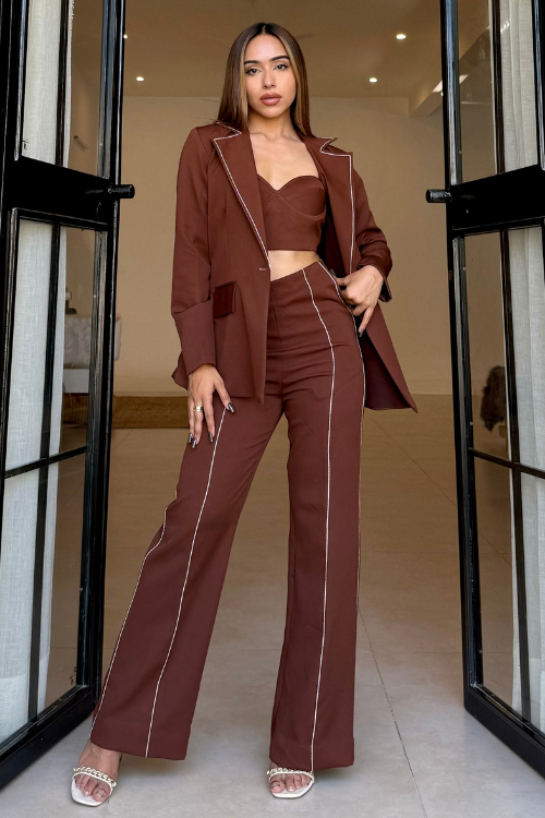 Cocoa Brown 3 Piece Blazer Set