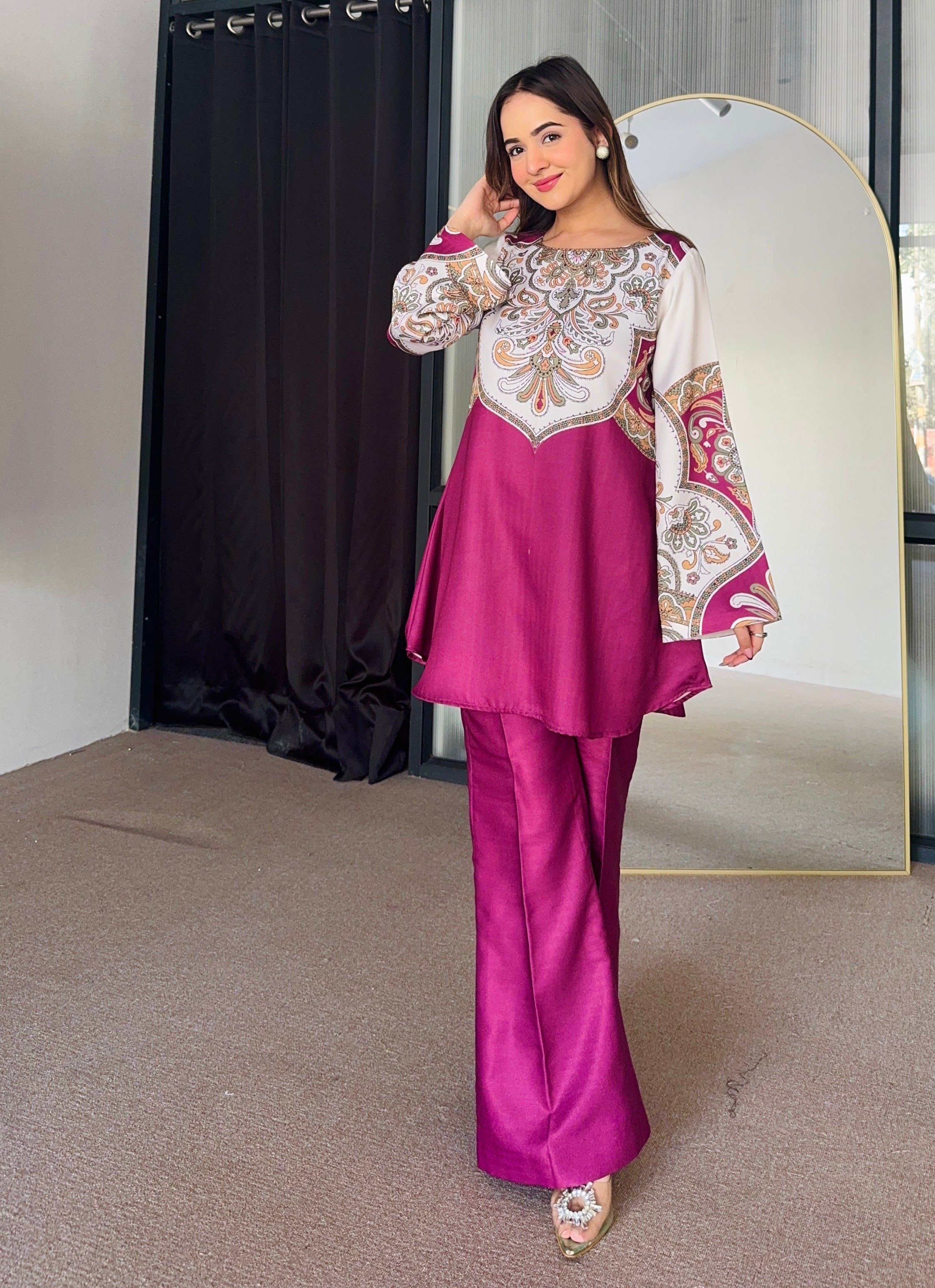 Pink Winter Kurta Set