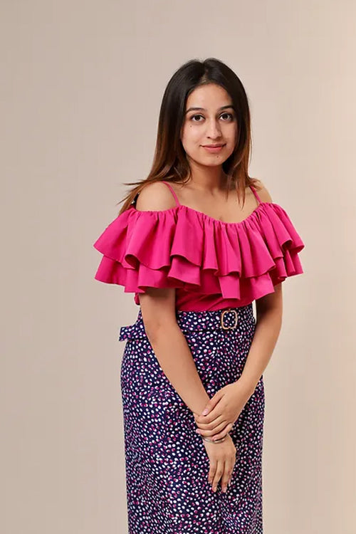 Polka dot skirt with pink top