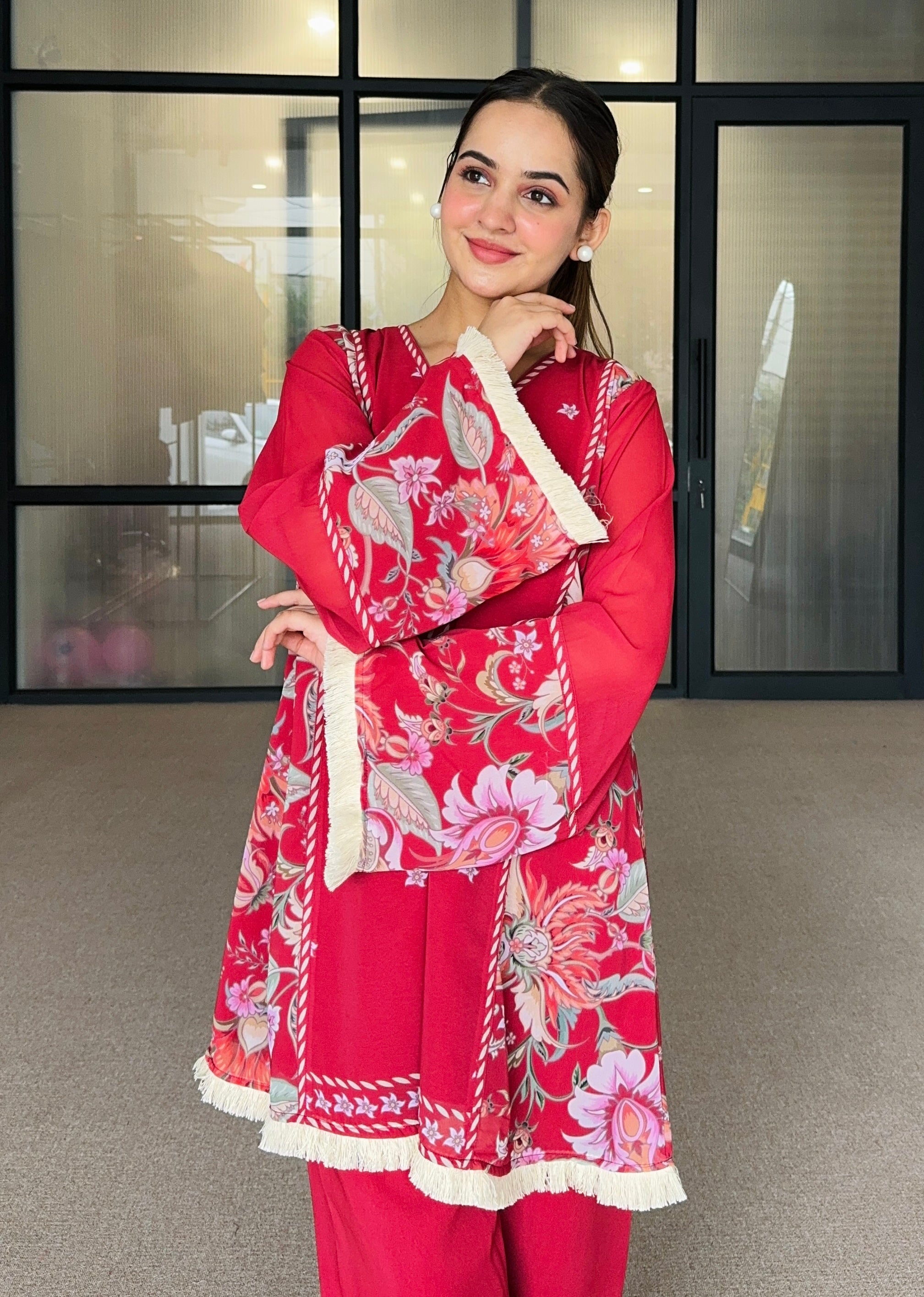 Red Festive Pakistani Kurta Set