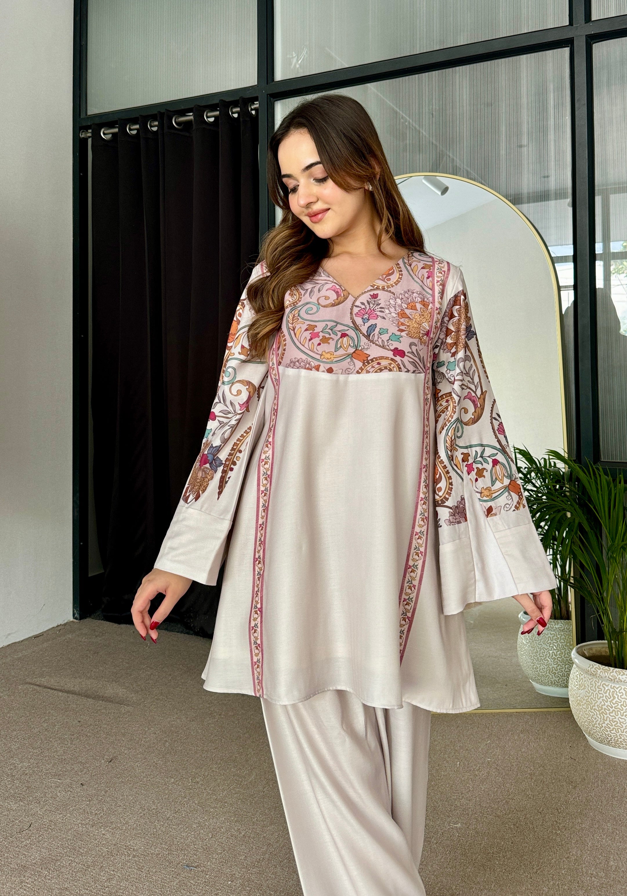 Samaira Pastel Pashmina Winter Kurta Set