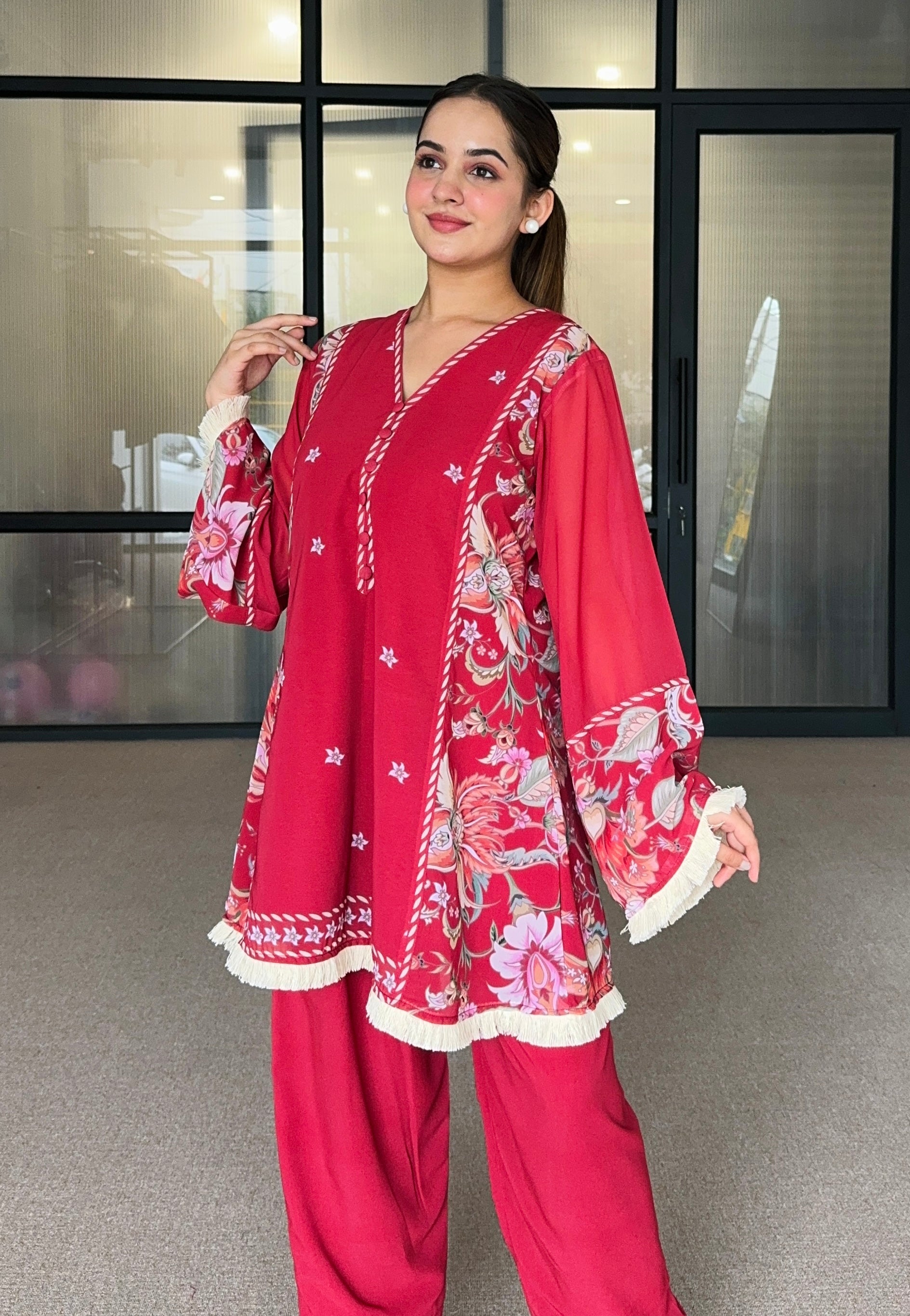 Red Festive Pakistani Kurta Set