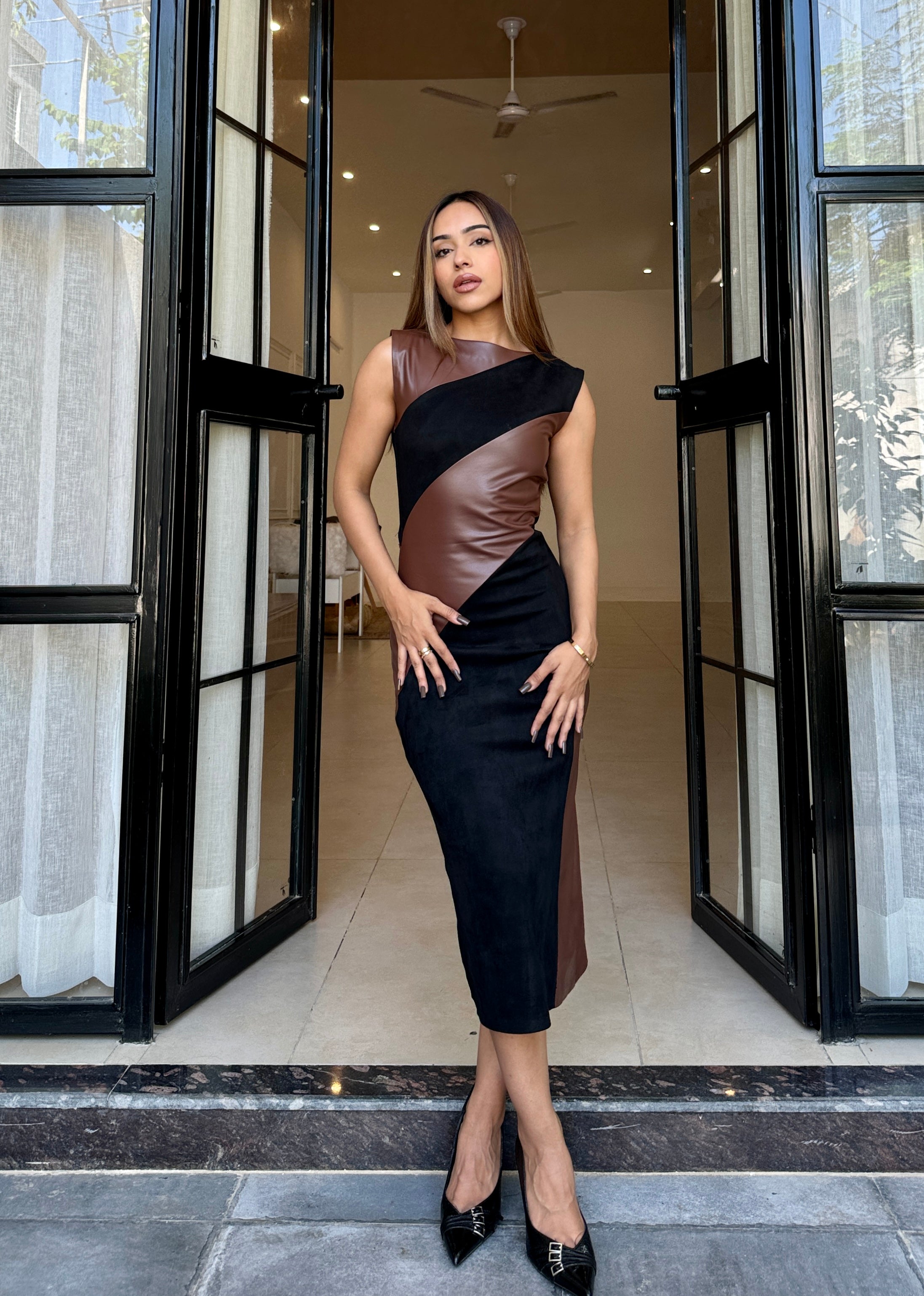 Velora Formal Two Tone Leather Dress