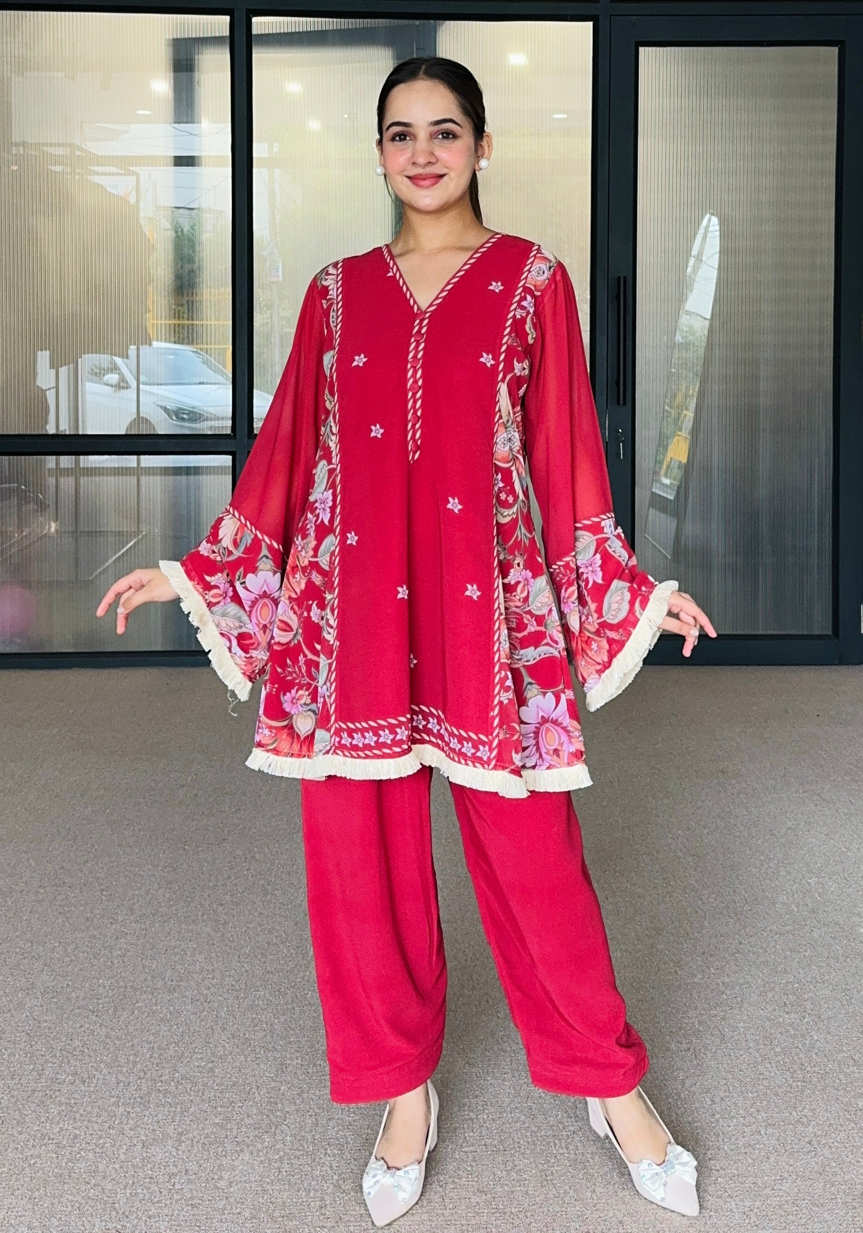 Red Festive Pakistani Kurta Set