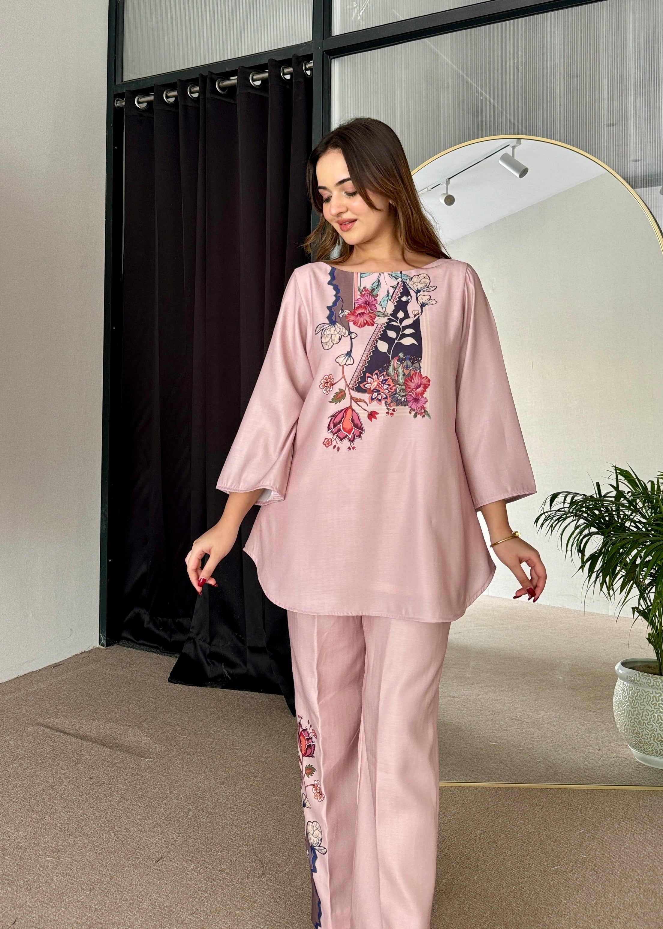 Rosepink Pashmina Co-ord  Set