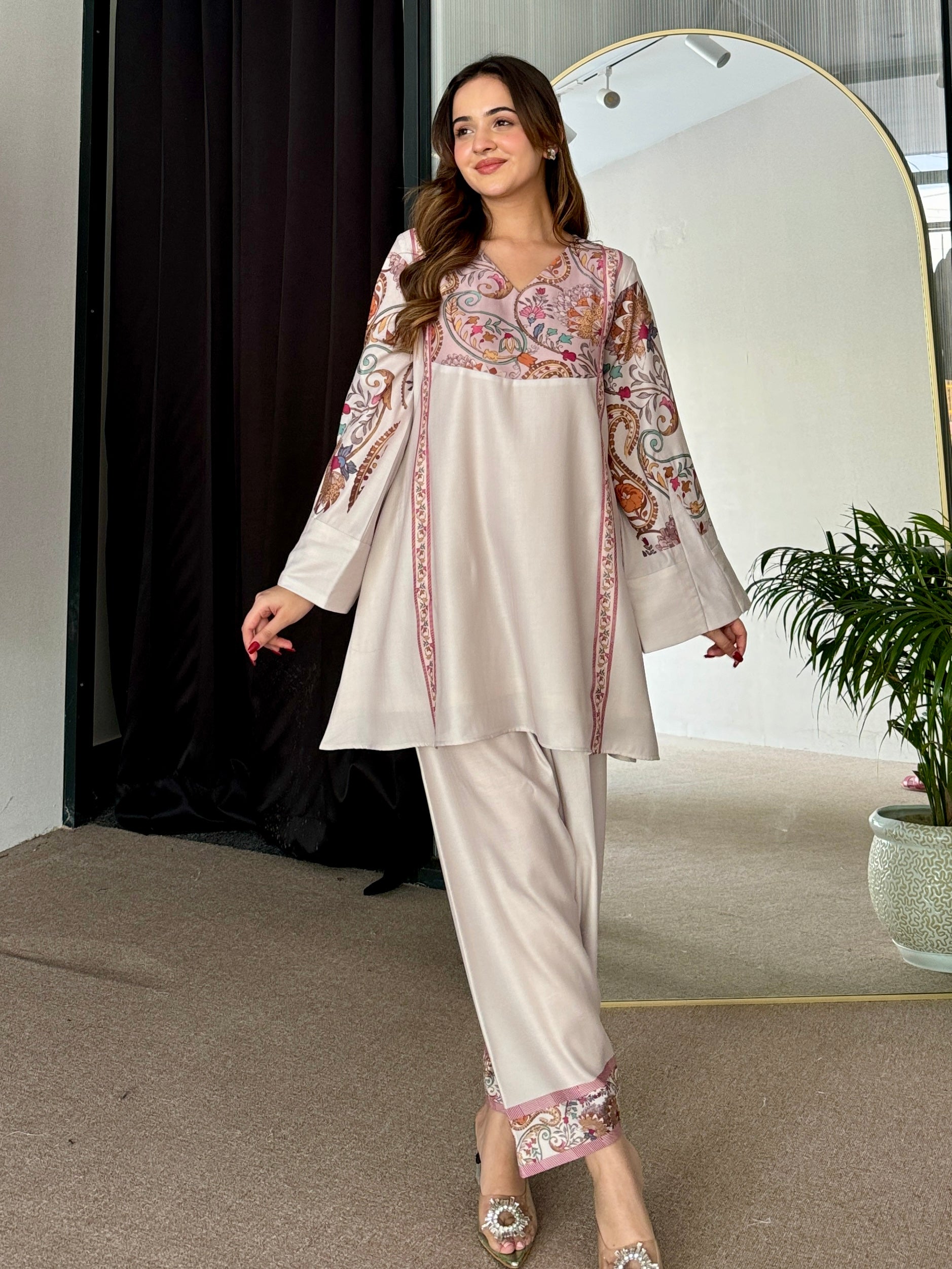 Samaira Pastel Pashmina Winter Kurta Set