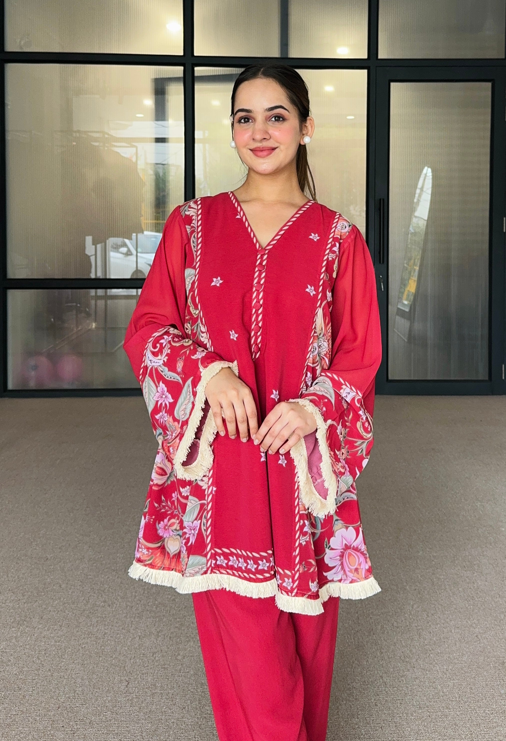 Red Festive Pakistani Kurta Set