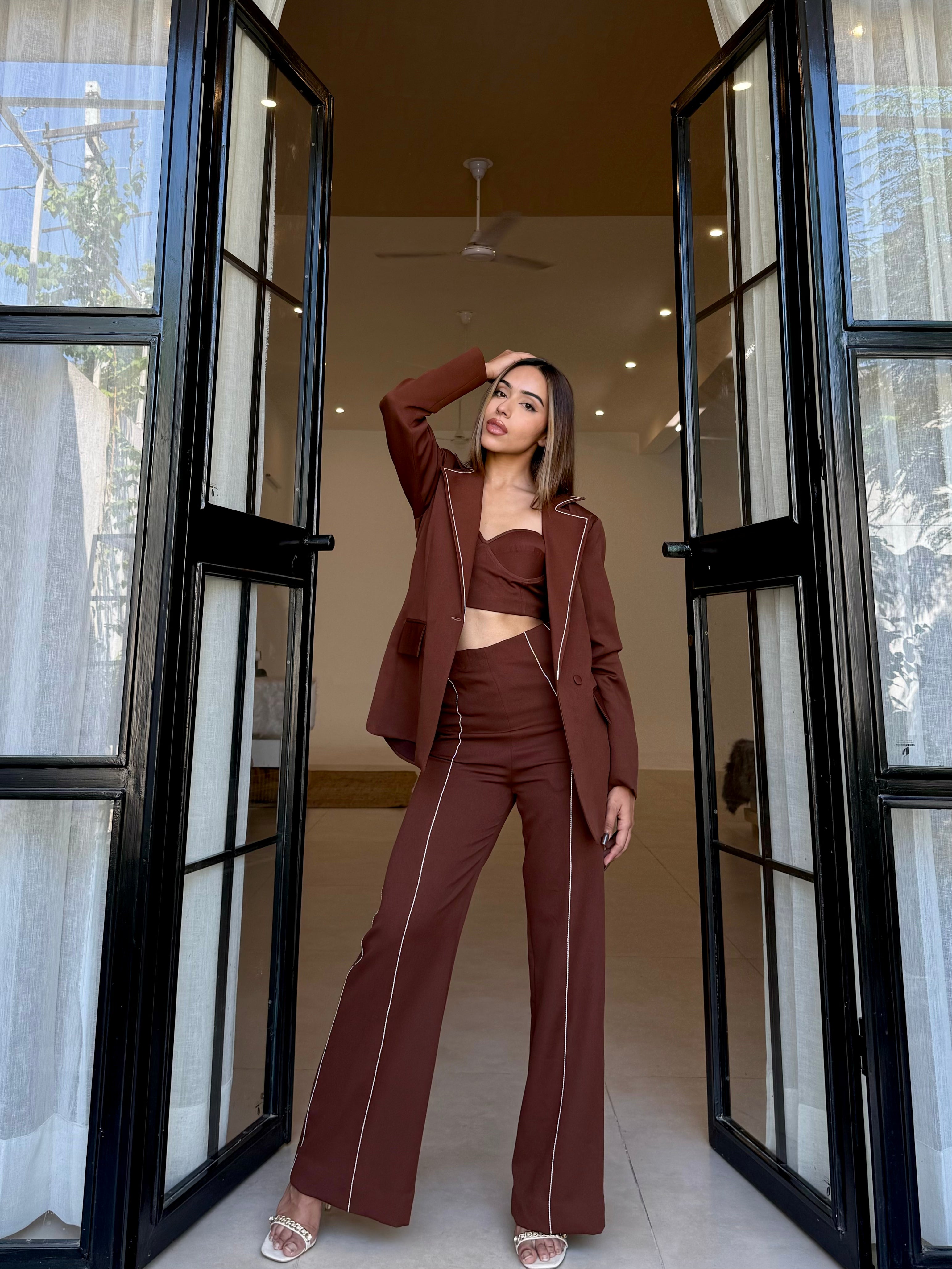 Cocoa Brown 3 Piece Blazer Set