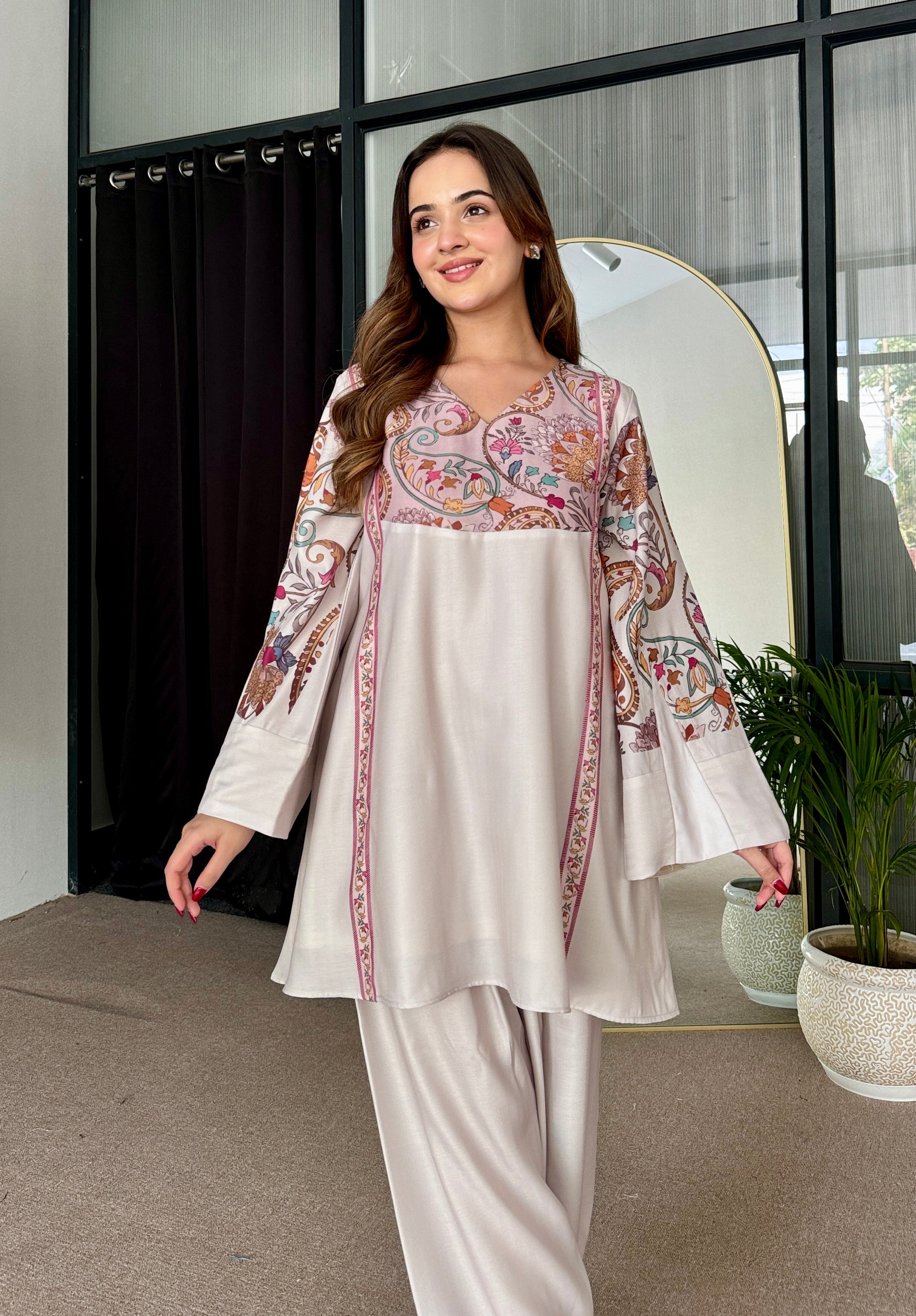 Samaira Pastel Pashmina Winter Kurta Set