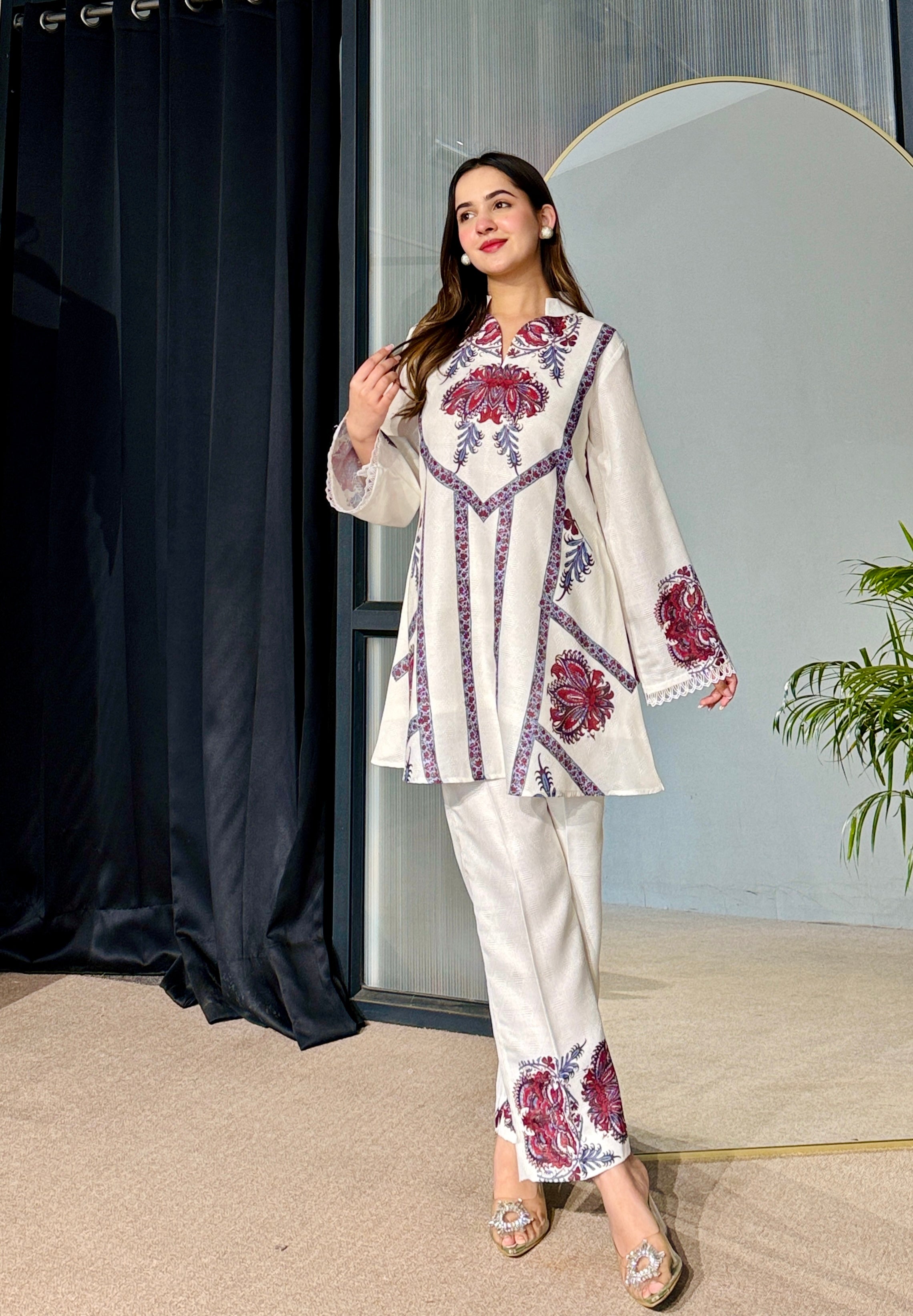 White Pakistani Kurta Set